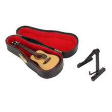 Miniature Wooden Guitar Model 3.9in with Storage Box for Dollhouse Decor