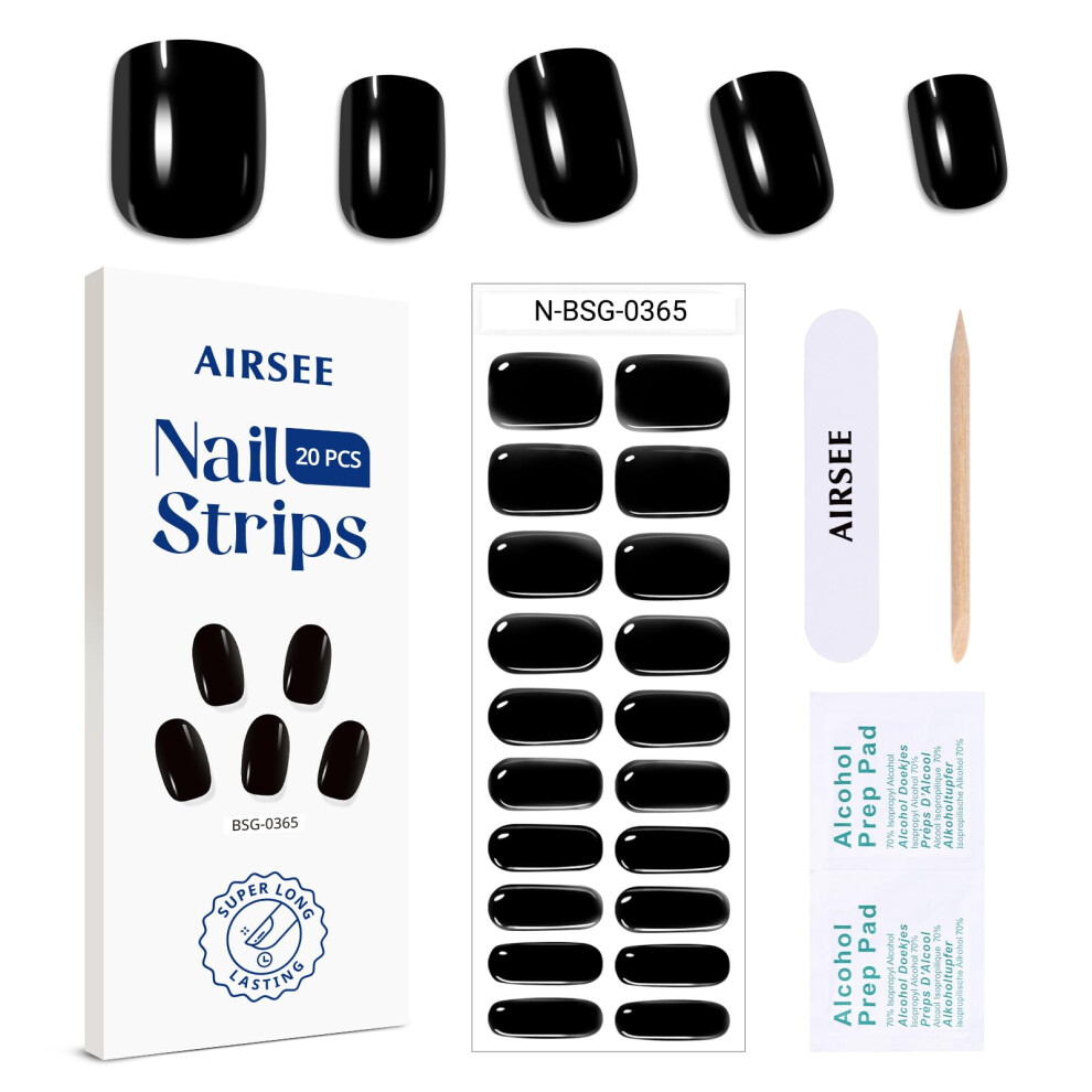 Semi Cured Gel Nail Strips Kit Midnight Mist, SalonQuality UV LED Compatible, LongLasting Easy Application