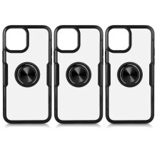 Reptåligt, genomskinligt fodral för iPhone 16Pro Max med 360 roterande ringstativ, gulfärgningsfri, stötsäker, tunn design, kompatibel med