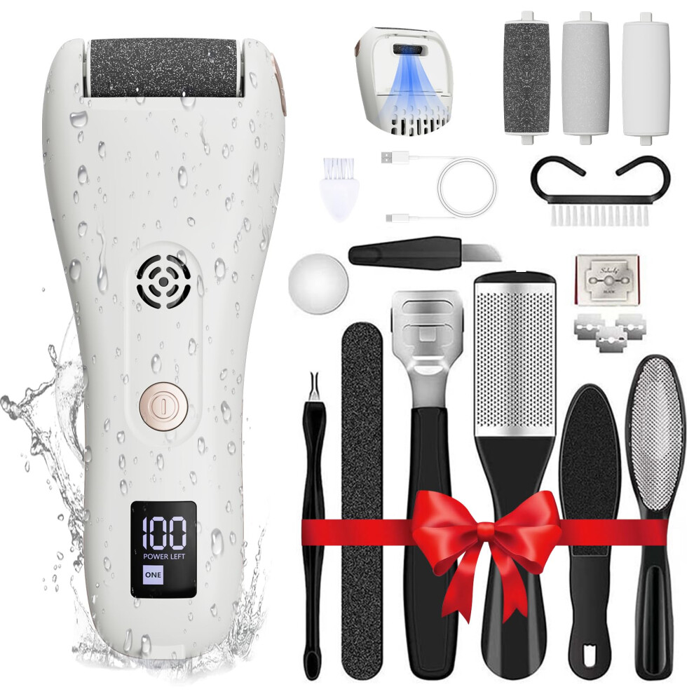 Electric Callus Remover with Vacuum, 16in1 Rechargeable Waterproof Foot File Kit for Hard Dry Skin