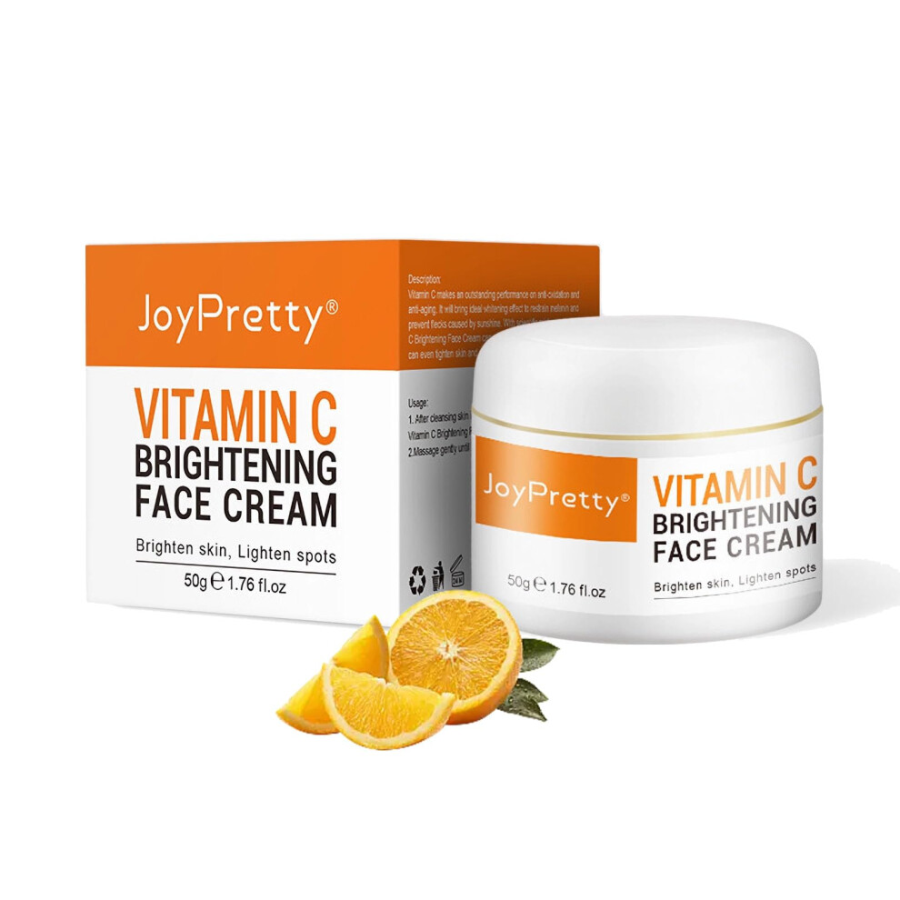 Cream Vitamin C Face For Brightening And Hydration With Hyaluronic Acid, Day Night Moisturizer 50Ml