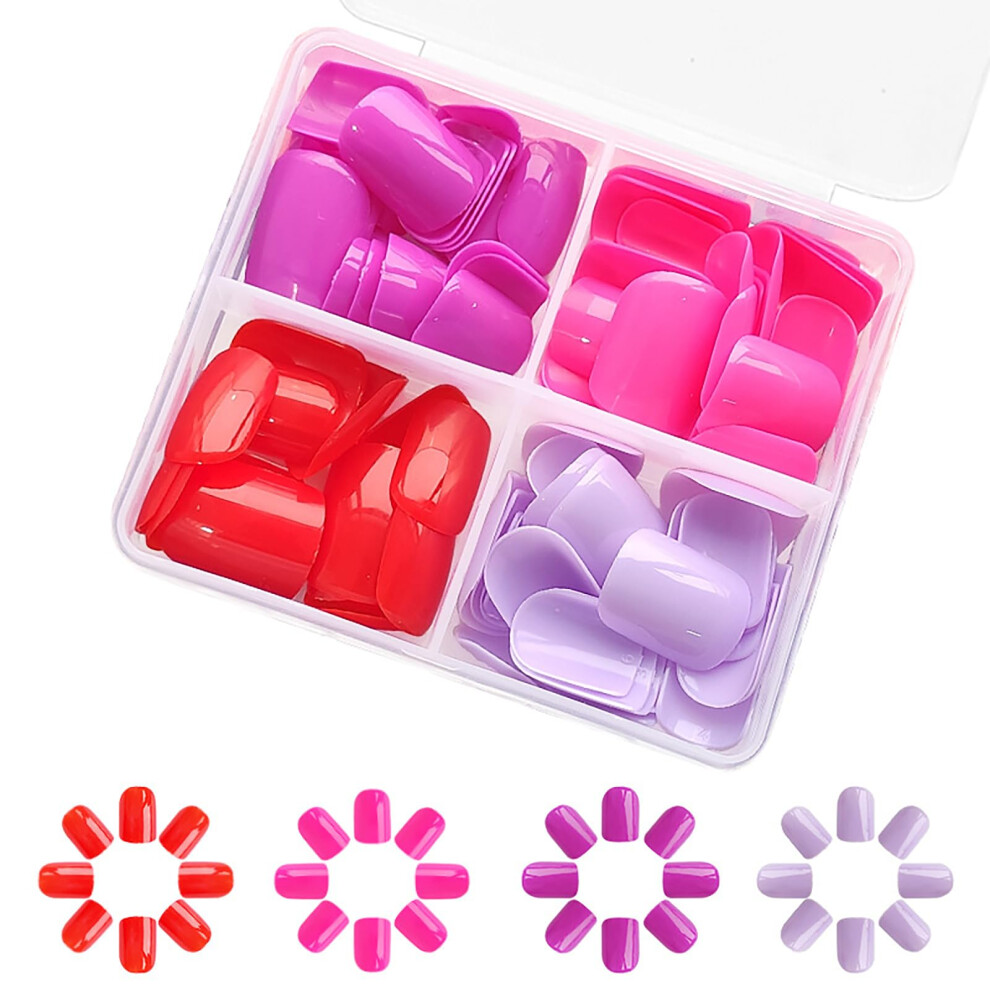 Dark 96Pcs Short Press On Nails Set, Square Fake Nails For Women, Reusable Acrylic Tips