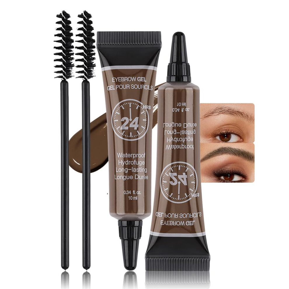Waterproof Extreme Hold Tinted Eyebrow Gel and Brow Mascara Set with Precision Brush Espresso