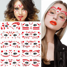 10 Sheets Canadian Flag Temporary Tattoos and Maple Leaf Face Stickers for Canada Day Party