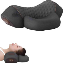 Heated Neck and Shoulder Massage Pillow with Memory Foam Support for Home and Office Black
