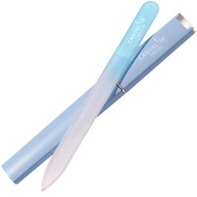 Glass Nail File Set for Natural Nails Dual Grit 180/320 with Protective Travel Case Light Blue