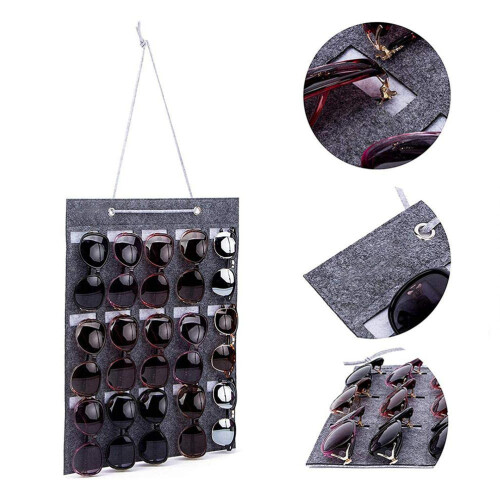 Wall-Mounted Sunglasses Organizer Pocket – 15Slots