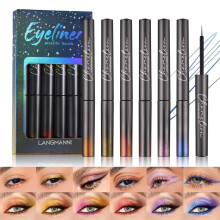Glitter Liquid Eyeliner Set Waterproof 6 Colors Metallic Eyeshadow Kit Holographic Longwear