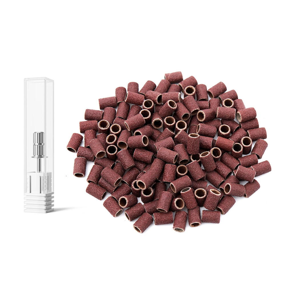 Nail Drill Bits and 180 Grit Sanding Bands Set 3/32 Inch Mandrel for Acrylic Nails Manicure Pedicure