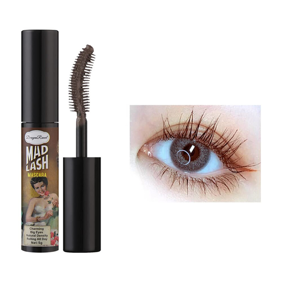 Brown Waterproof Curling Mascara With Eyelash Brush For Length Volume And Smudge Curl Lift