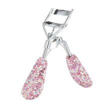 Pink Rhinestone Eyelash Curler Stainless Steel LongLasting Curl Fits All Eye Shapes Travel Size