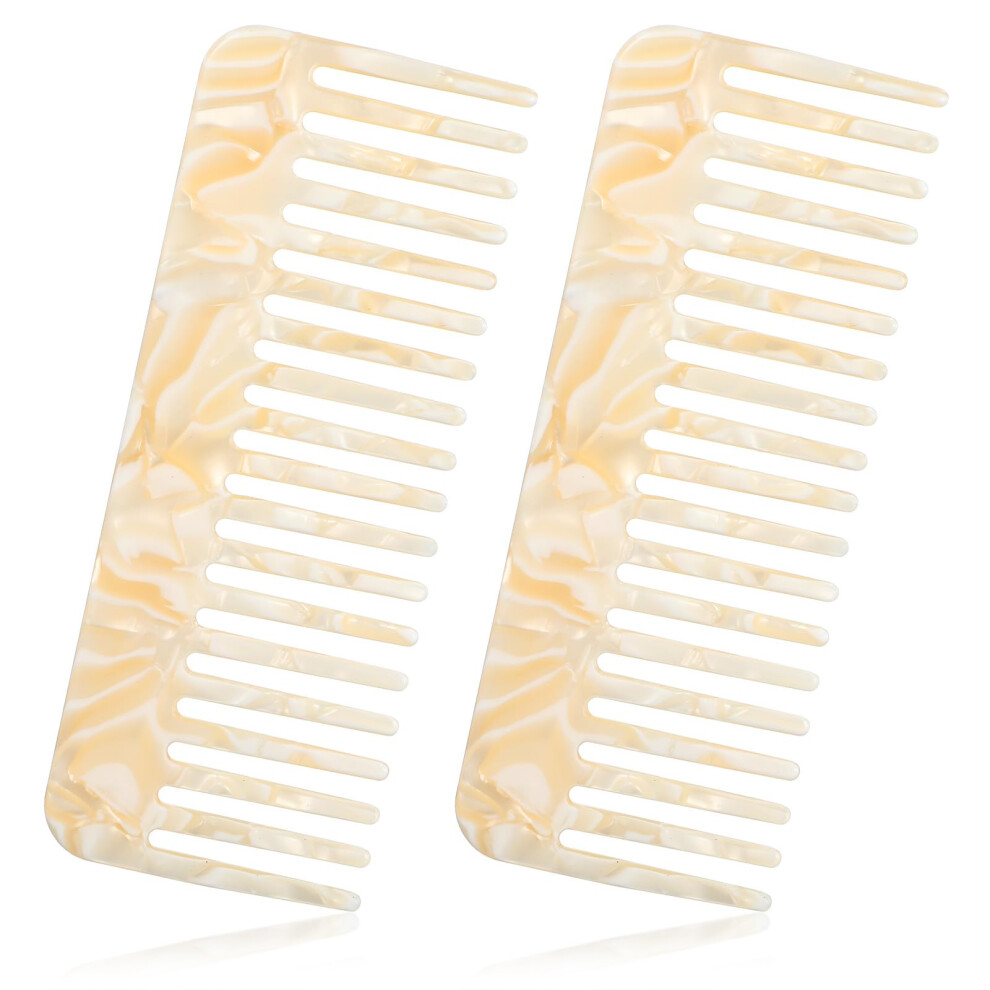 Unisex 2 Pack Tortoise Shell Wide Tooth Comb For Curly Hair, Large Acetate Detangling Comb For Wet Dry Hair