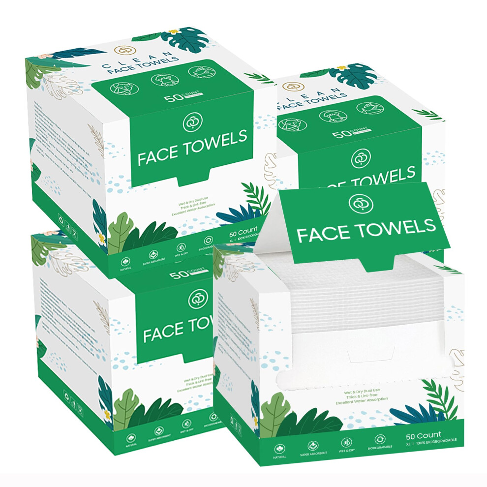 Disposable Face Towels Extra Large 50 Count Biodegradable Facial Washcloths for Sensitive Skin