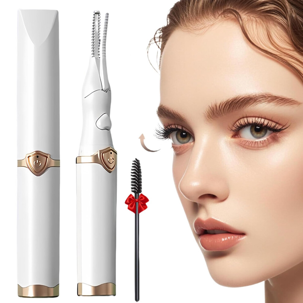 White Heated Eyelash Curler With 3 Temperature Modes, Usb Rechargeable, 1.8S Fast Heating, 24H Longlasting Curl,