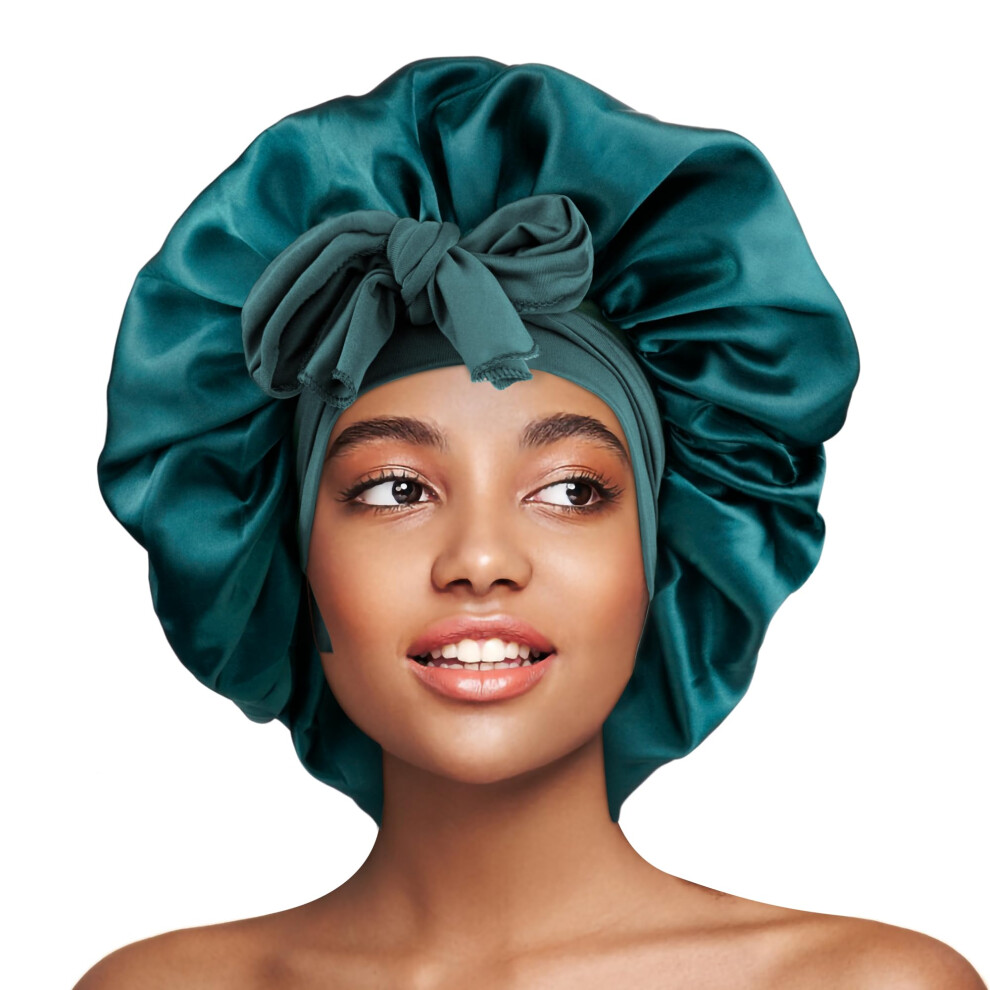 Silk Sleep Bonnet for Women Double Layer Satin Shower Cap with AntiâFrizz Protection and Stretch Fit