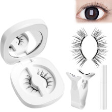 Magnetic Eyelashes with Applicator, Glue Windproof Natural Look Reusable Lash Kit Silky Black