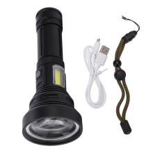 Torcia tattica super luminosa ad alto flusso luminoso, torcia a LED ricaricabile con zoom e messa a fuoco regolabile, 7 modalità, luce da lavoro