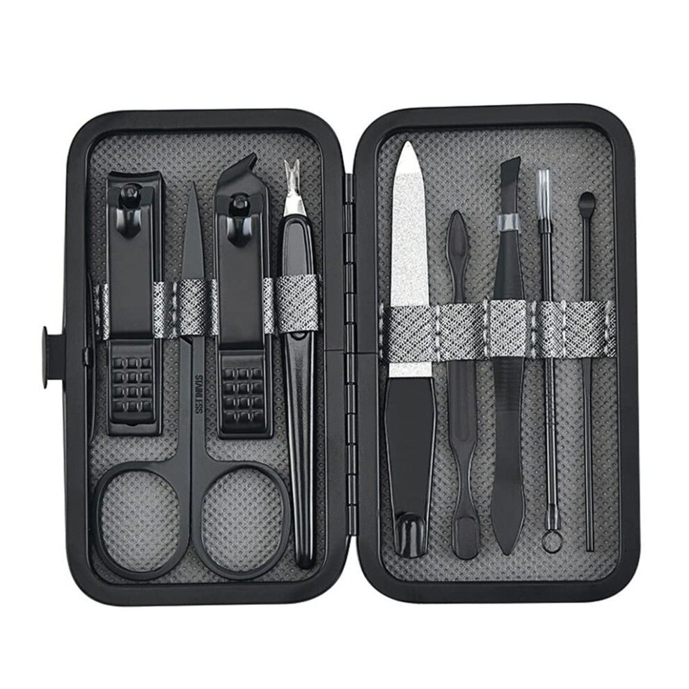 Nail Clippers Set 9Piece Stainless Steel Manicure Pedicure Kit with Compact Travel Case