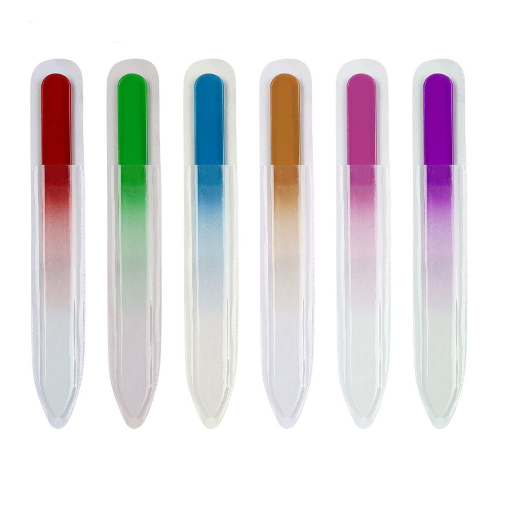 12Pcs Double Sided Glass Nail Files Bulk with Sleeves, Durable Crystal Nail File Set for Manicure