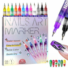 12 Colors Nail Art Pens Set Waterproof QuickDrying Fine Tip Markers for DIY Manicure