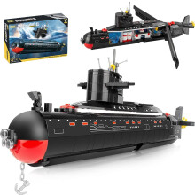 Nuclear Submarine Building Blocks Set, Type 094 Military Model Brick Kit, 519Piece Display Toy