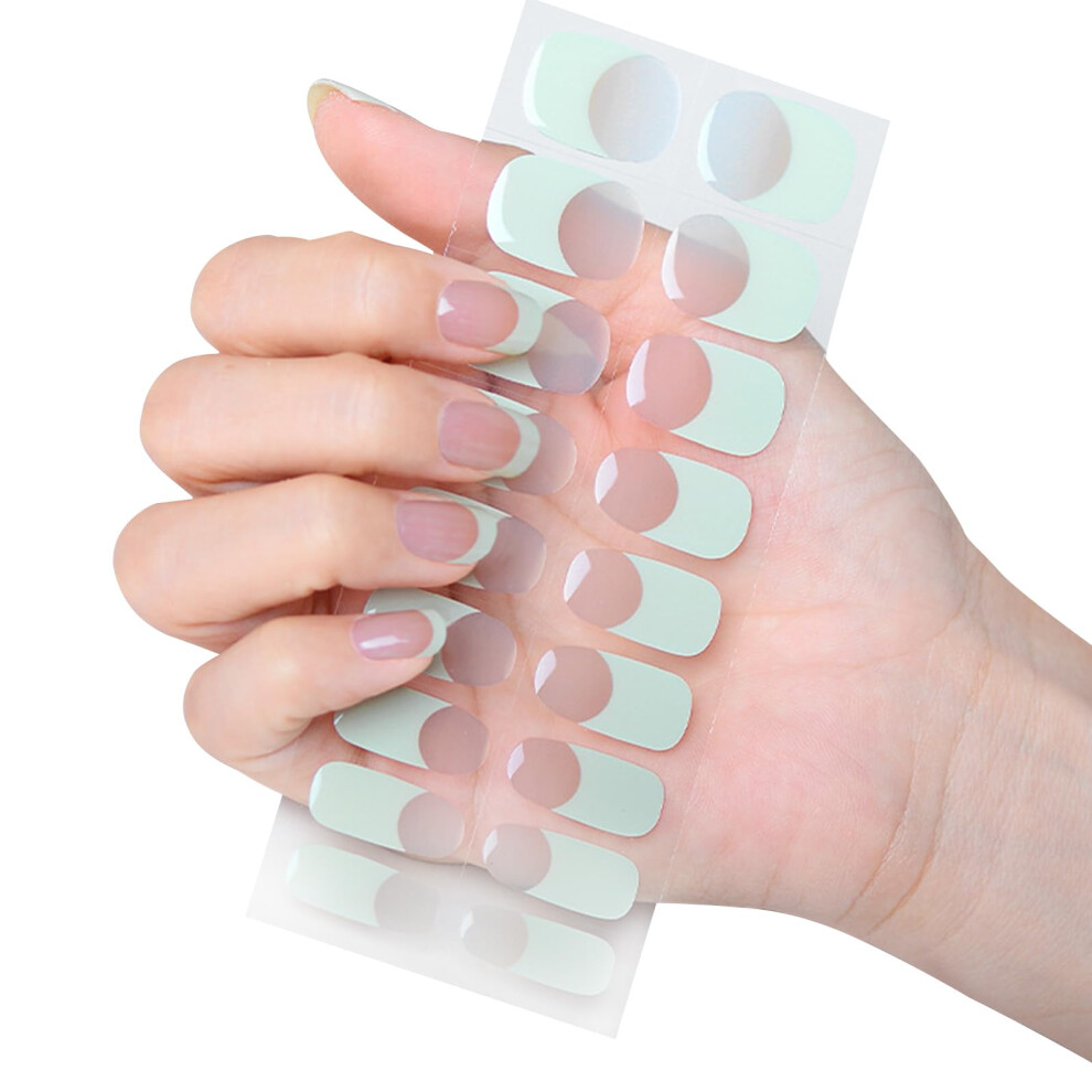 Gradient Semi Cured Gel Nail Strips French Style Full Wrap Glossy Stickers for Women DIY