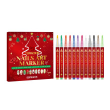 12 Colors Nail Art Pens Set with Fine Tip for Detailing, Smooth Paint Flow and Vibrant Finish, Reda