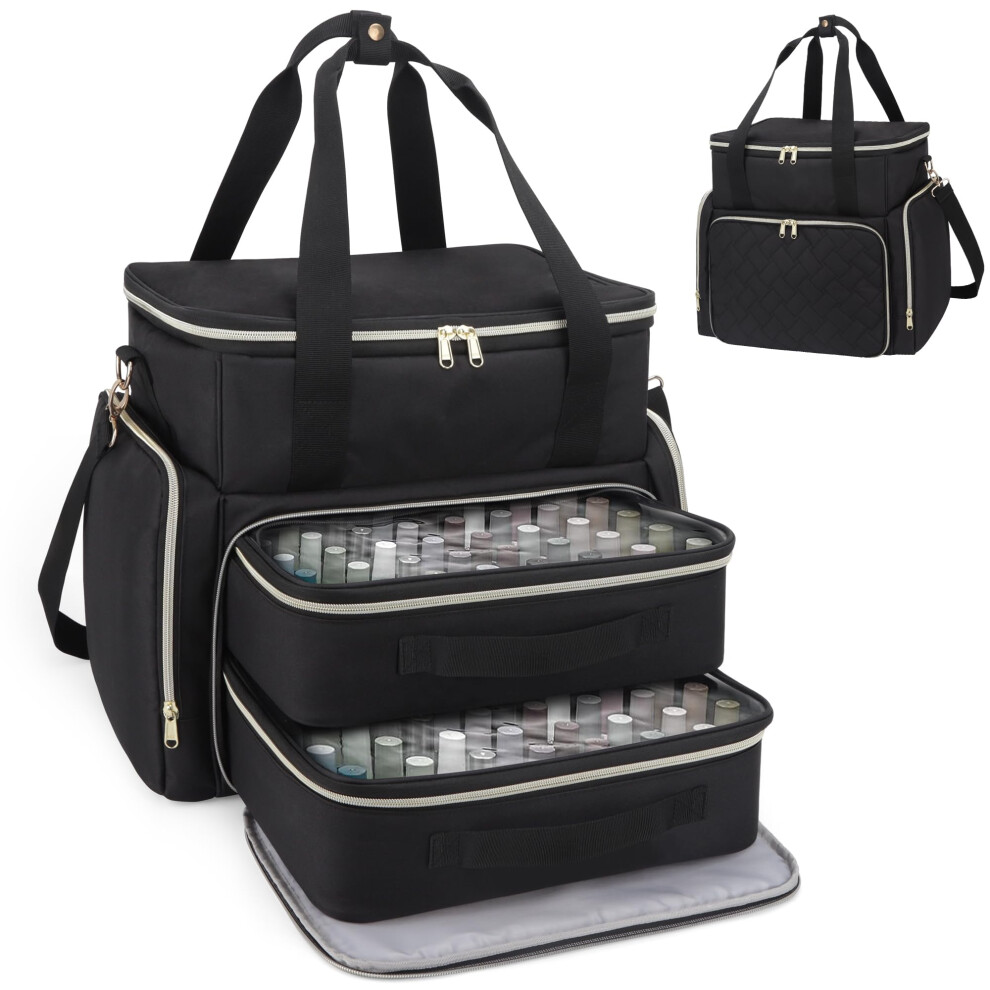 Nail Polish Organizer Case for 96 Bottles with Adjustable Dividers, Clear Window and Carry Handles
