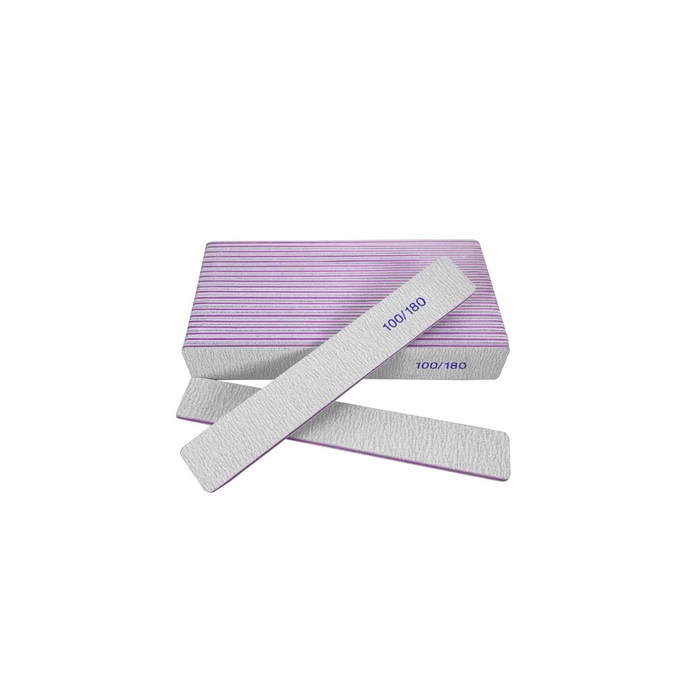 100/180 Grit Nail Files 18 Pack Dual Sided Emery Boards for Acrylic and Natural Nails Reusable Washable Salon Grade