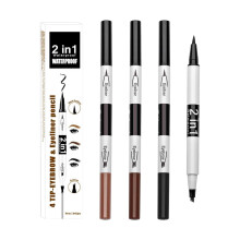 Waterproof Eyebrow Pencil with Dual Tip Design and Long Lasting Eyeliner Set Black 6ml