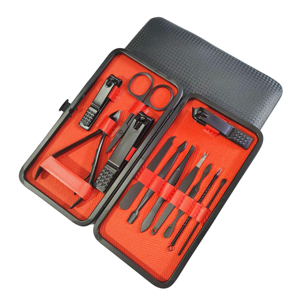 12in1 Manicure Pedicure Set, Stainless Steel Nail Care Kit with Compact Travel Case