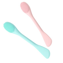 2pcs DualHead Silicone Facial Cleansing Brush for Deep Pore Cleaning and Blackhead Removal Green Pink