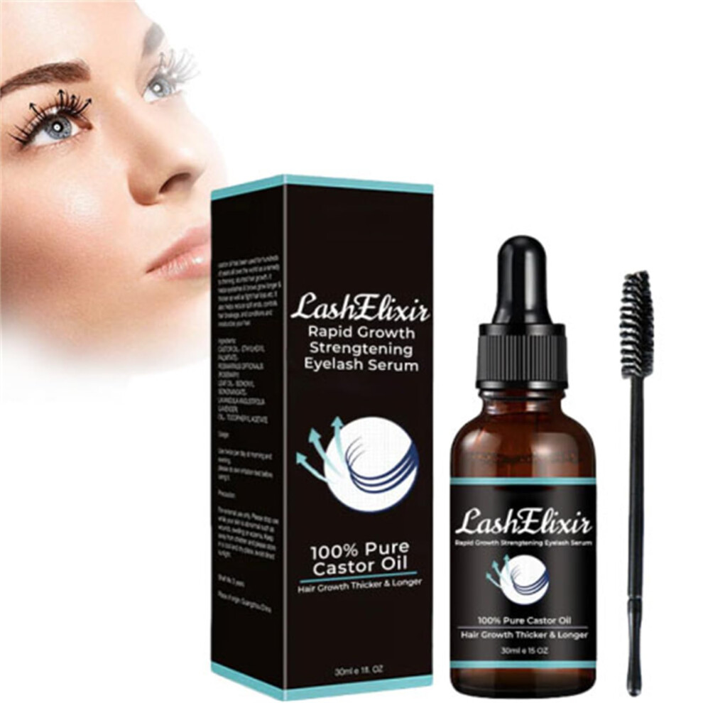 Black Eyelash Growth Serum With Castor Oil For Rapid Lash And Brow Care Longer Thicker Fuller 1Pcs