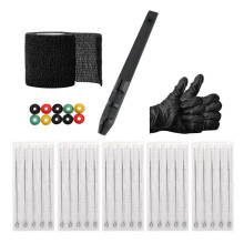 Professional Tattoo Needle Holder Kit with 3D Printed Pen, 1/3/5/7/9RL Needles, Black