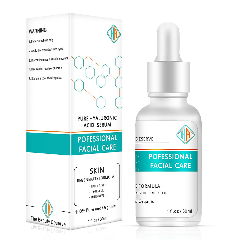 Hyaluronic Acid Face Serum with Aloe Vera  Deep Hydration for Dry Skin and AntiAging  1oz