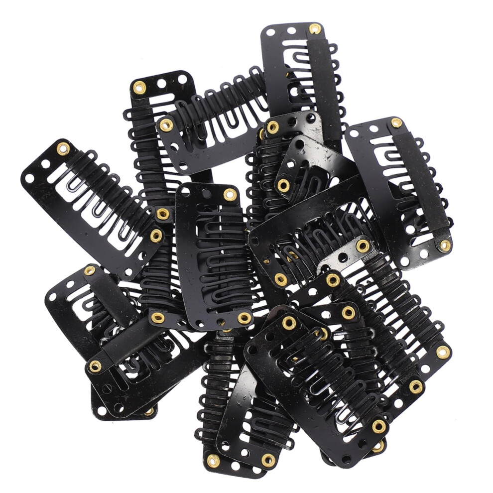 Unisex Black 60Pcs Ushape Wig Clips For Hair Extensions, Secure Fit With Comfortable Snap Design