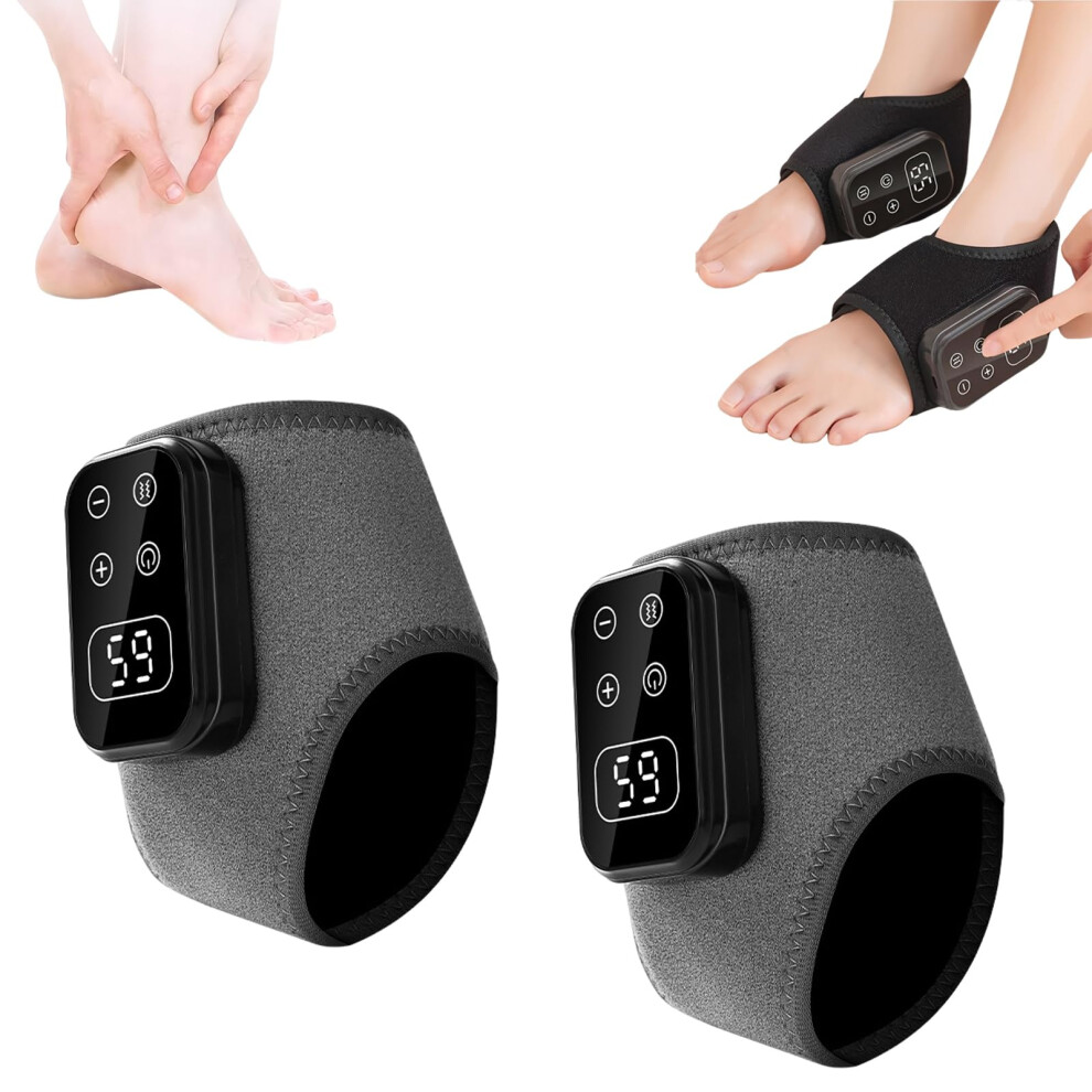 2 PCS Electric Foot Massager with Heat Vibration Compression, Wireless Rechargeable for Pain Relief