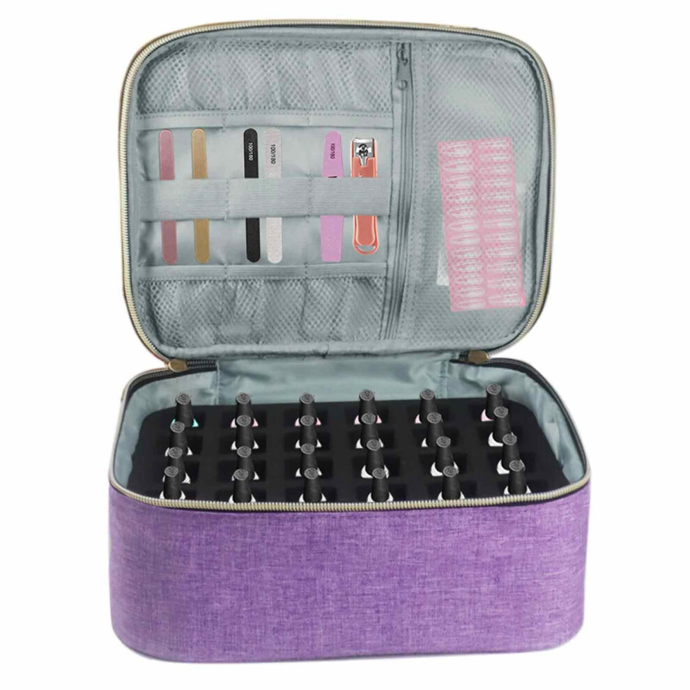 Large Capacity Nail Polish Storage Case with Adjustable Dividers and Portable Carry Handle