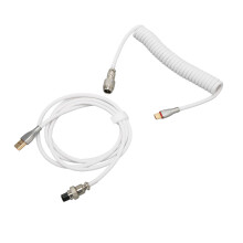 Double Sleeve Custom Coiled Mechanical Keyboard Cable, USB C to A, White