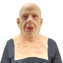 Alter Mann Horror Maske Kopfstück Halloween Realistische Menschengesichtabdeckung und Perücke