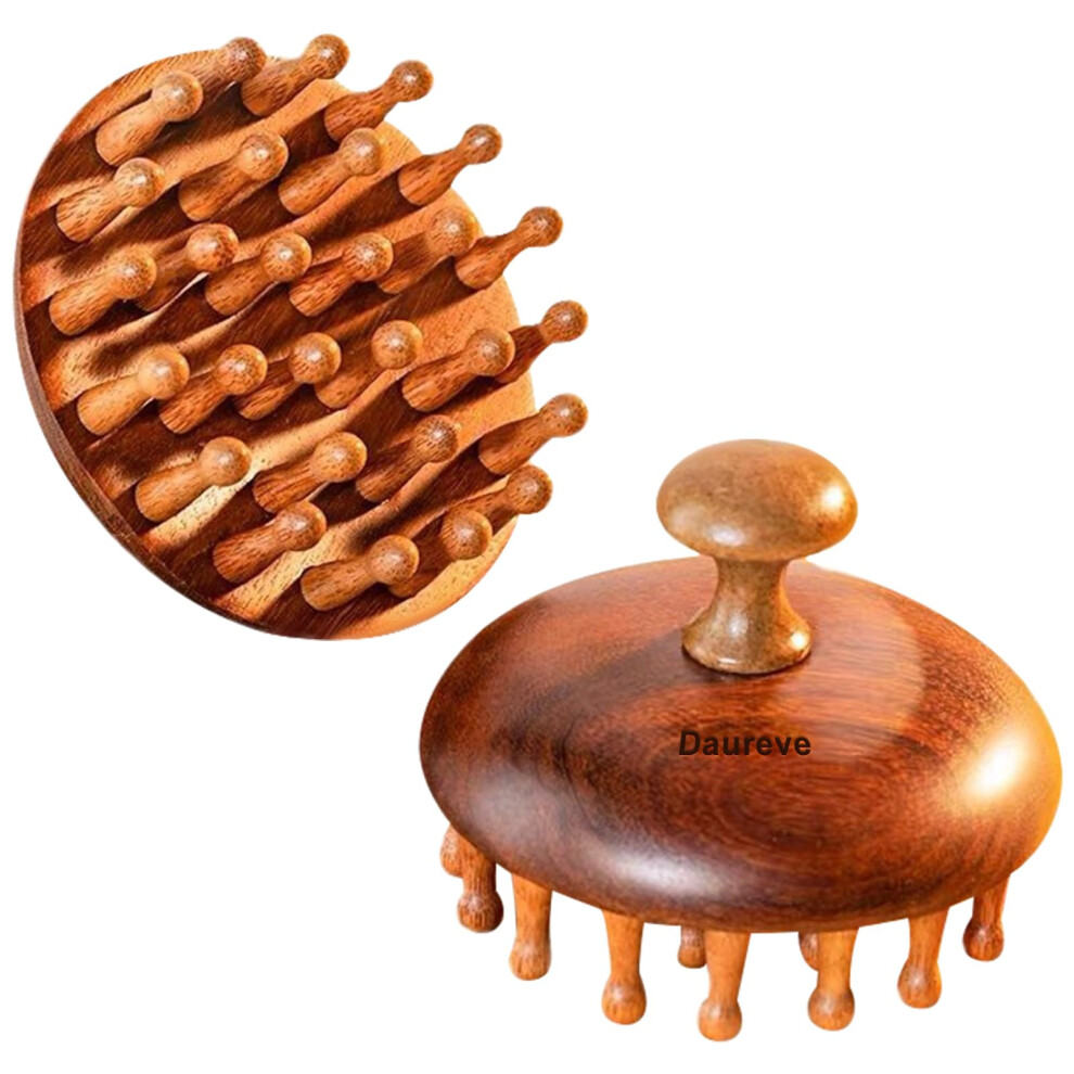 2pcs Sandalwood Wooden Scalp Massager Brush for Hair Growth and Relaxation with Gua Sha Tool