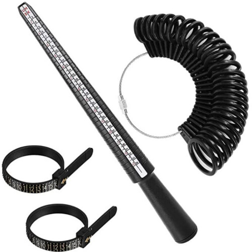 4Pcs Black Plastic Ring Sizer Tool Set High Accuracy Jewelry Gauge 1