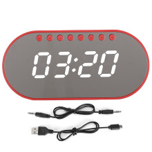 Réveil numérique avec appels mains libres Bluetooth, radio FM, station de charge sans fil, affichage de la température et luminosité réglable