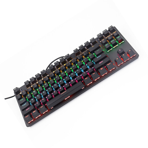 Wired 87-Key Mechanical Gaming Keyboard RGB Backlit, Black/Blue-White 1