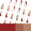 Fall Brown Maple Leaf Press On Nails Long Coffin Acrylic False Nails with Glue Thanksgiving Glossy Design 4
