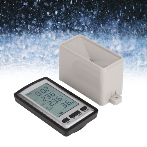 Wireless Rain Gauge & Temperature Recorder, 100m Range, ABS