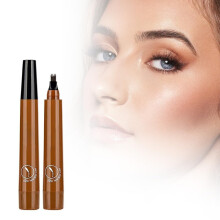 Waterproof Microblading Eyebrow Pencil Light Brown, 4 Tip Precision Pen for Natural Brow Strokes