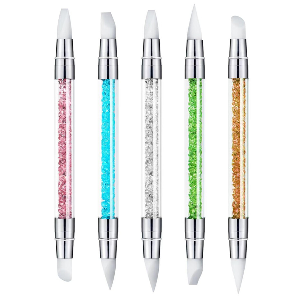 Zeohbety Nail Art Sculpture Pen, 5Pcs Dual Tipped Silicone Nail Tools For Resin, Silicone Brushes, Acrylic Pen, Nail Art Brushes