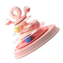 Cat Ball Tower Toy 4-Layer Pink Feather Catnip