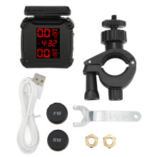 Dæktryksovervågningssystem Motorcykel Temperatursensor Bluetooth TPMS Trådløst Genopladeligt Batteri Brændstofeffektivitet Audiovisuel Alarm